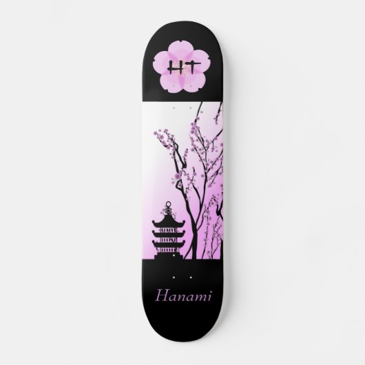 Skateboard Tableau de bord monographique japonais en fleurs d (Recto)