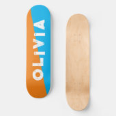 Skateboard tableau de bord orange et bleu (Recto)