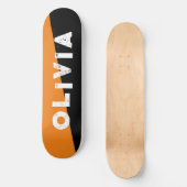Skateboard tableau de bord orange et noir (Recto)