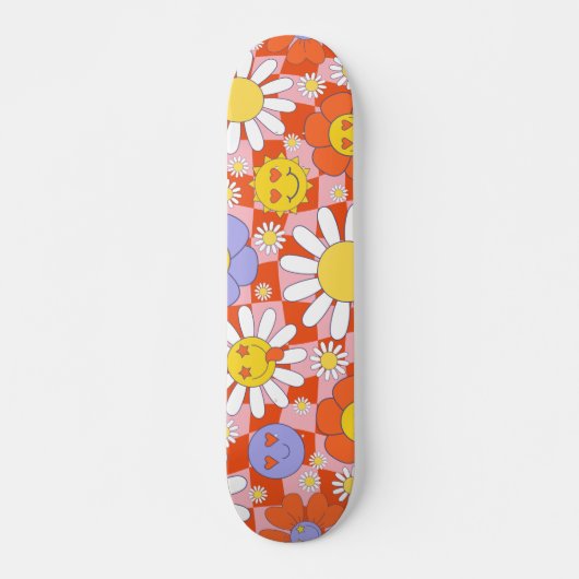 Skateboard Tableau de contrôle floral de marguerite super, an (Devant)