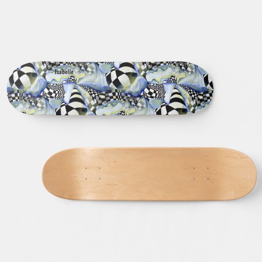 Skateboard Tableau d'échecs Motif mignon Style Artistique (Horz)