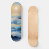 Skateboard Tableau des vagues bleu clair sous le soleil (Recto)