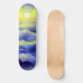 Skateboard Tableau des vagues bleu foncé sous le soleil (Recto)