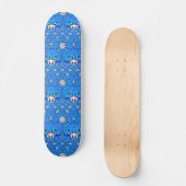Skateboard tableau géométrique en grille bleue (Recto)