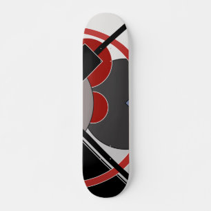 Skateboard Tableau noir et rouge géométrique