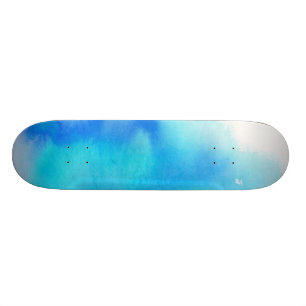 Skateboard Tache bleue, peint à la main abstrait d'aquarelle