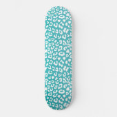 Skateboard Taches de léopard blanc chic sur turquoise (Recto)
