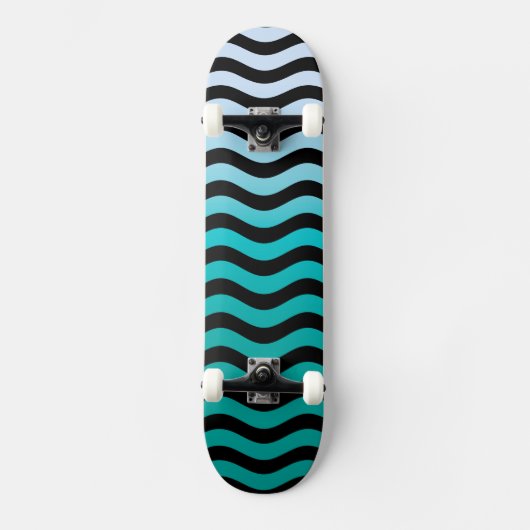 Skateboard Tailles turquoise ondulées (Recto)