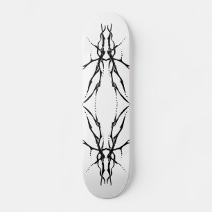 Skateboard Tatouage crâne de cerf tribal - noir et blanc