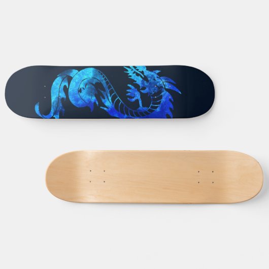 Skateboard Tatouage de dragon de glace bleu (Horz)