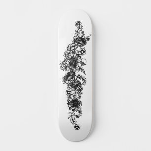 Skateboard Tatouage floral