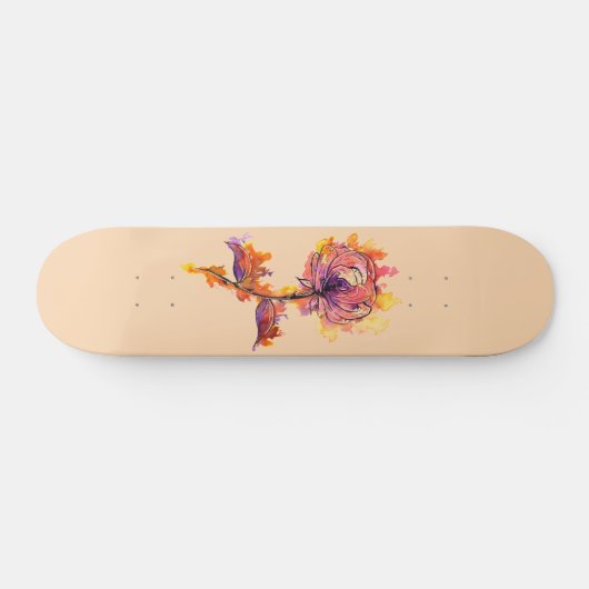 Skateboard Tattoo Rose en feu (Horz)