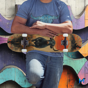 Skateboard Taureau de Wall Street sous un coucher de soleil e