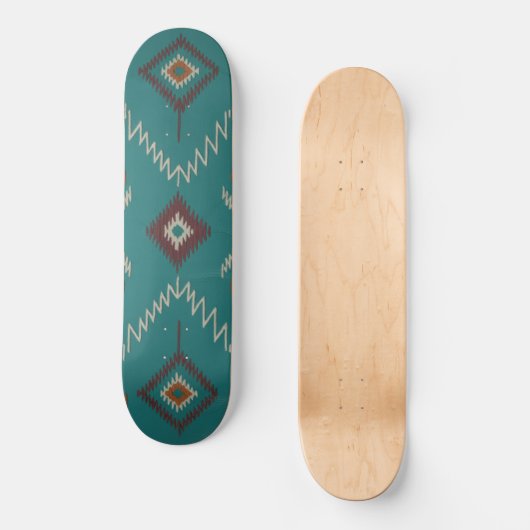 Skateboard Teal Navajo Tribal Geometric Pattern (Recto)