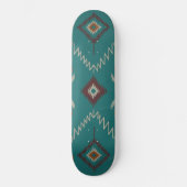 Skateboard Teal Navajo Tribal Geometric Pattern (Recto)