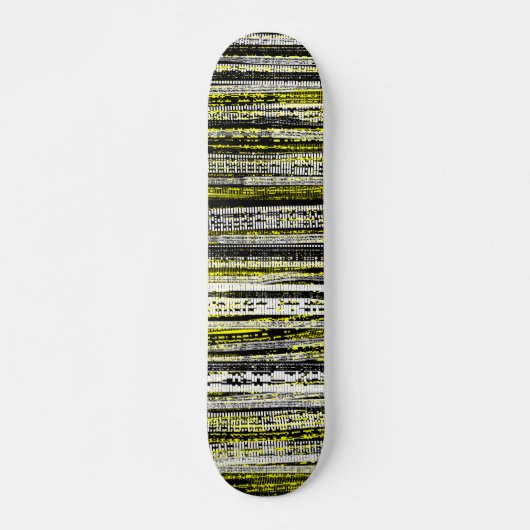 Skateboard Tech Decay - noir et blanc sur jaune (Devant)