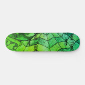 Skateboard teintes vert chevron cobweb art rétro abstrait (Horz)