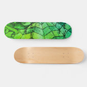 Skateboard teintes vert chevron cobweb art rétro abstrait (Horz)