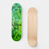 Skateboard teintes vert chevron cobweb art rétro abstrait (Recto)