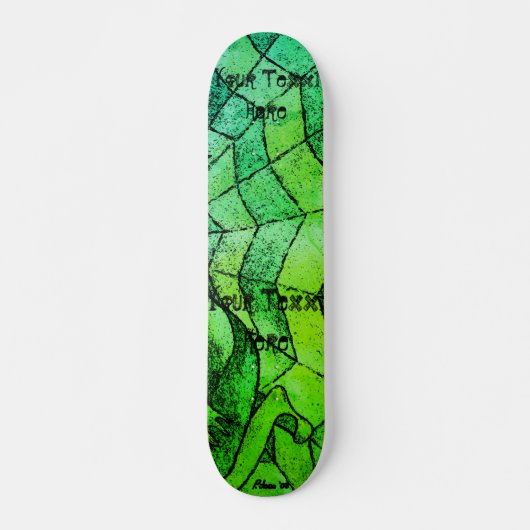 Skateboard teintes vert chevron cobweb art rétro abstrait (Devant)