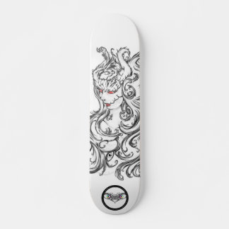 Skateboard Témoin rouge yeux noir et blanc ligne art
