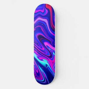 Skateboard Tendance néon bleu rose turquoise Abstrait