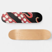 Skateboard Tentacules octopiques rouges Noir (Horz)