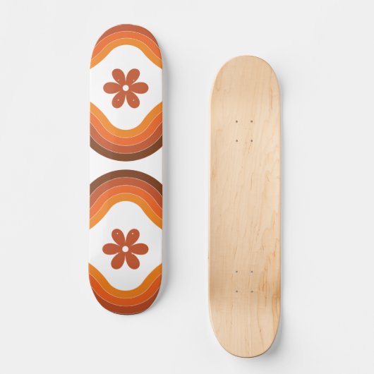 Skateboard Terracotta Mid Century Floral Moderne Arc-en-ciel (Recto)