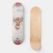 Skateboard Tête de cerf avec Fleurs Marque Dd (Recto)