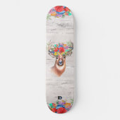 Skateboard Tête de cerf avec Fleurs Marque Dd (Recto)