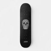Skateboard Tête de crâne gothique Grunge noir et blanc Textur (Devant)