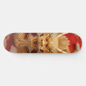 Skateboard Tête de dragon doré et rouge (Horz)