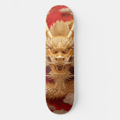 Skateboard Tête de dragon doré et rouge (Recto)