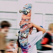 Skateboard Tête de dragon magnifique Orange Blue Hue