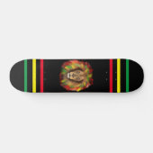 Skateboard Tête de lion Rasta rouge jaune vert dessin Jamaïqu (Horz)