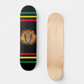 Skateboard Tête de lion Rasta rouge jaune vert dessin Jamaïqu (Recto)