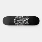 Skateboard Tête de loup blanc sur noir (Horz)