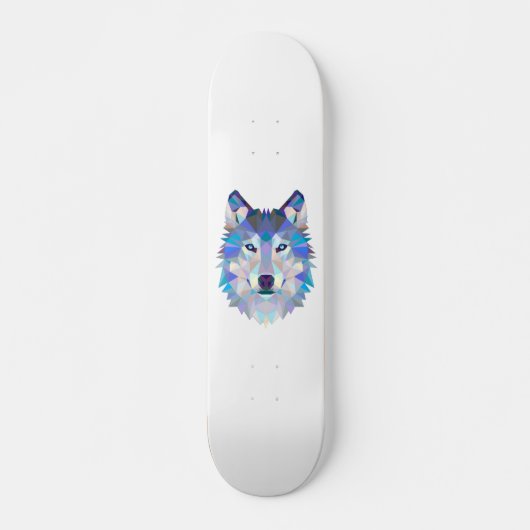 Skateboard Tête de loup polygonale géométrique (Devant)