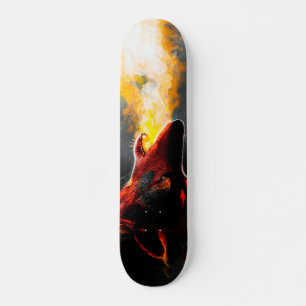Skateboard Tête du loup de feu agressif