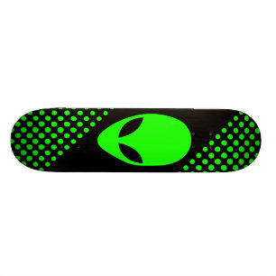 Skateboard Tête verte au néon d'alien d'espace
