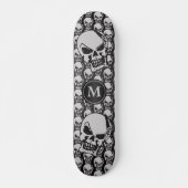 Skateboard Têtes de crâne gris et noir - Monogramme (Devant)