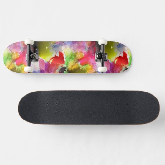 Skateboard Texture de conception rouge, aquarelle jaune (Horz)