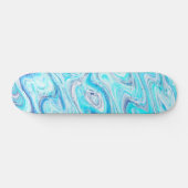Skateboard Texture de marbre à vague bleue océanique abstrait (Horz)