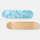 Skateboard Texture de marbre à vague bleue océanique abstrait (Horz)