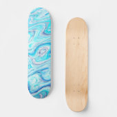 Skateboard Texture de marbre à vague bleue océanique abstrait (Recto)