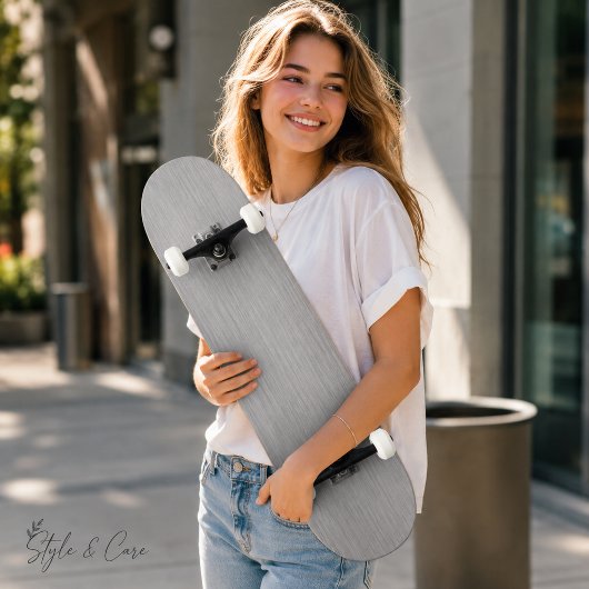 Skateboard Texture métallique argentée brossée de qualité sup