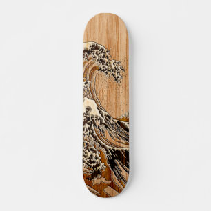 Skateboard The Great Hokusai Wave Bamboo Wood Style Accent