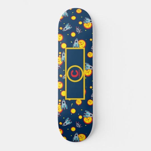 Skateboard Thème de l'espace pour les garçons en bleu rouge e (Recto)