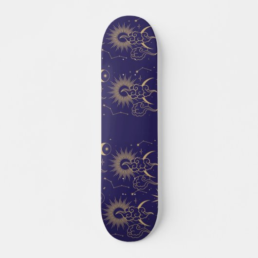 Skateboard Thème Lune céleste et Soleil  (Devant)