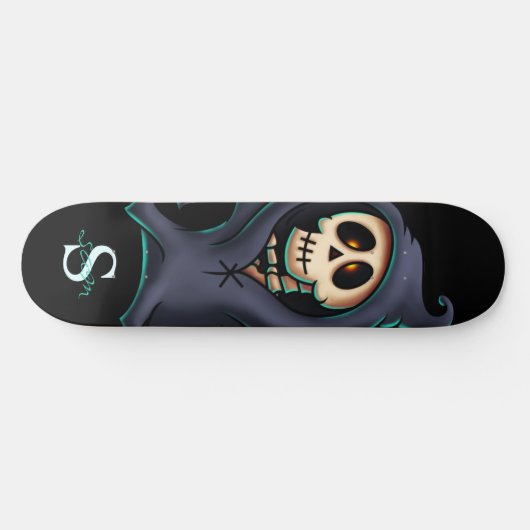 Skateboard Thème Monogramme du crâne gothique (Horz)